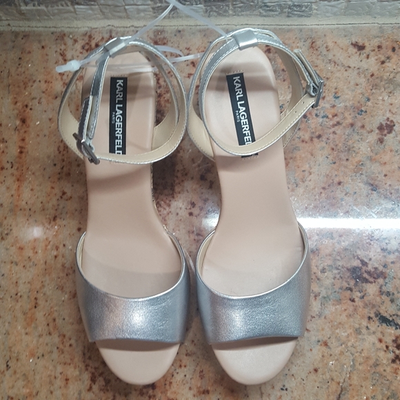 Karl Lagerfeld carin wedge silver sandal - Picture 4 of 8